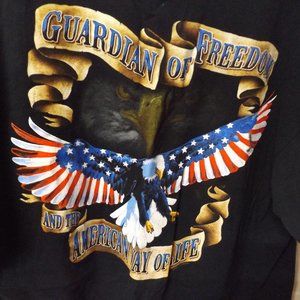 XL, NAVY BLUE, "GUARDIAN OF FREEDOM" SHORT SLEEVE TEE, UNISEX, COTTON BLEND